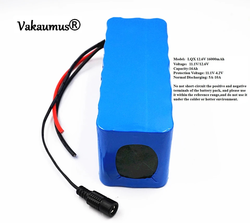 

12V Battery Pack 12.6V 16Ah 18650 Rechargeable Batteries For LED/Light/Trunk/Speaker/Digital Electronics/Portable Charger/Camera