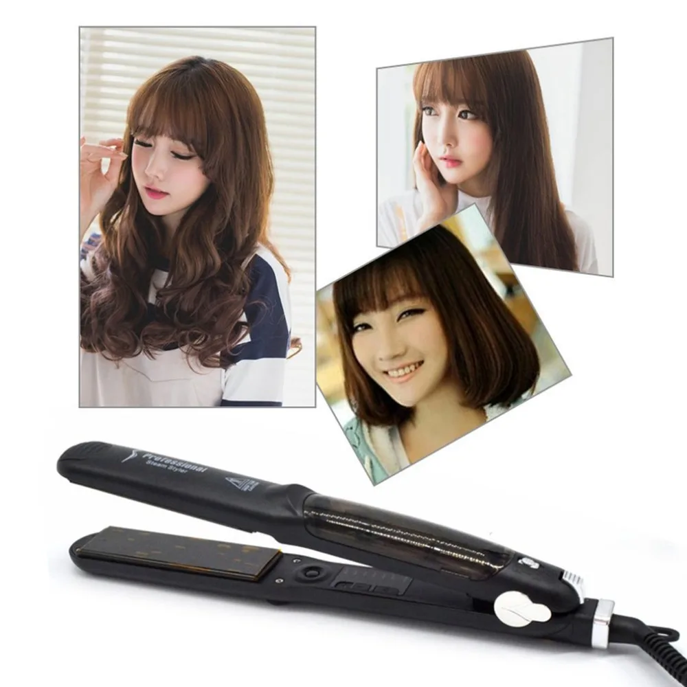 

2 in 1 DIY Hair Styling Ceramic Board Curling Curlers Straightener Hair Splint Anion Spray Steam Straight Hair Styling Accessory