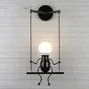 E27 Creative Iron Robot Shape Small Man Cartoon Doll Wall Mounted Lamp Sconce Lamp For Kids/Child Bedroom Corridor Living Room 3