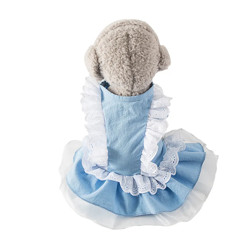 

Summer Dog Dress Cute Lace Denim Skirt Girl Dog Clothing Pet Apparel Princess Costume Poodle Bichon Schnauzer Puppy Pug Dress