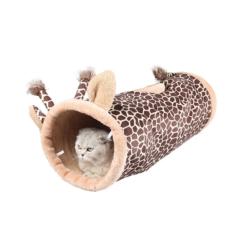 Giraffe Pawstrip, 3 цвета, мультяшная кошка, туннель, зимняя кошка, кровать, домик, кольцо, бумажные интерактивные игрушки для кошек, Флисовая теплая маленькая собачья кровать, 70*24 см - Цвет: Giraffe