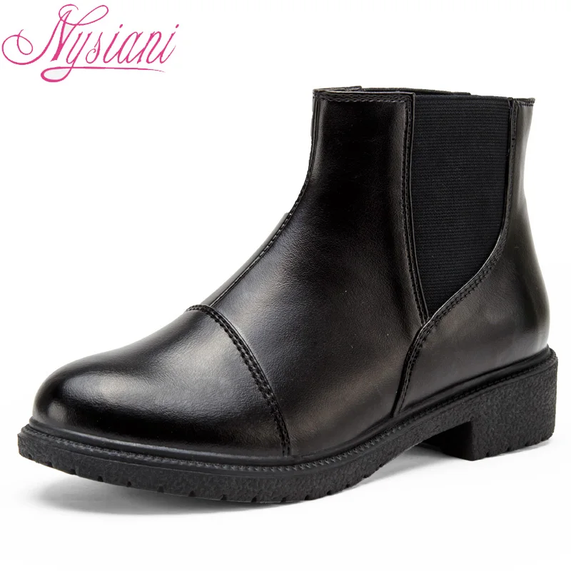 2017 Women Ankle Boots Black Low Heel Brand Designer Elastic Band