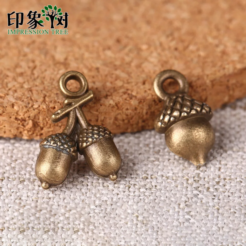 

10pcs 7*12/10*14mm Zinc Alloy Charms Bronze Acorn Tow Style Charms For DIY Jewelry Making Bracelet Accessories Handmade 27024