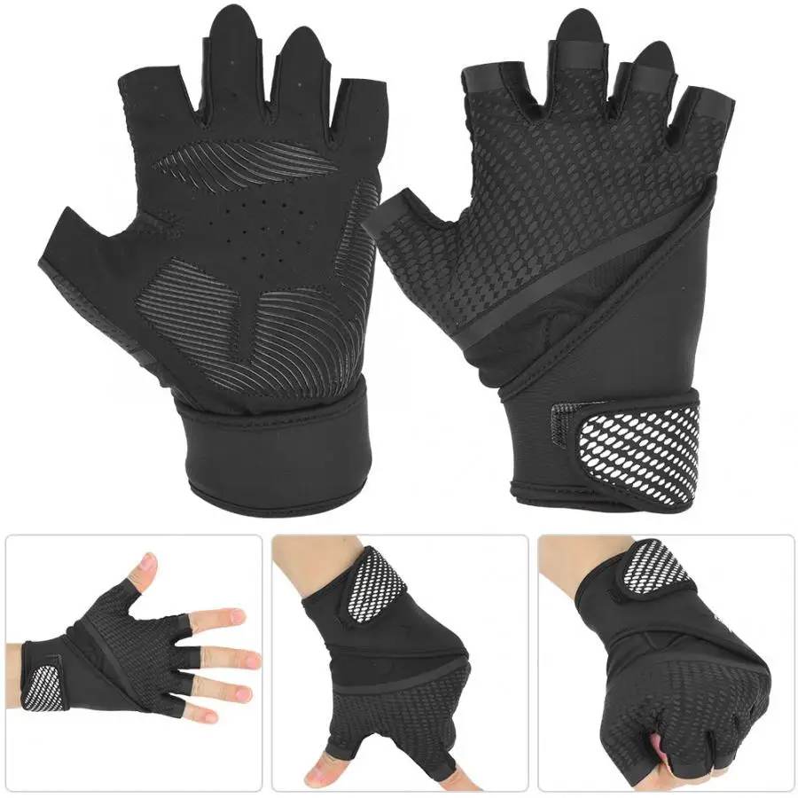 Унисекс наружная перчатка для спортзала Регулируемая половина пальцев перчатка для велоспорта тренажерный зал фитнес аксессуары