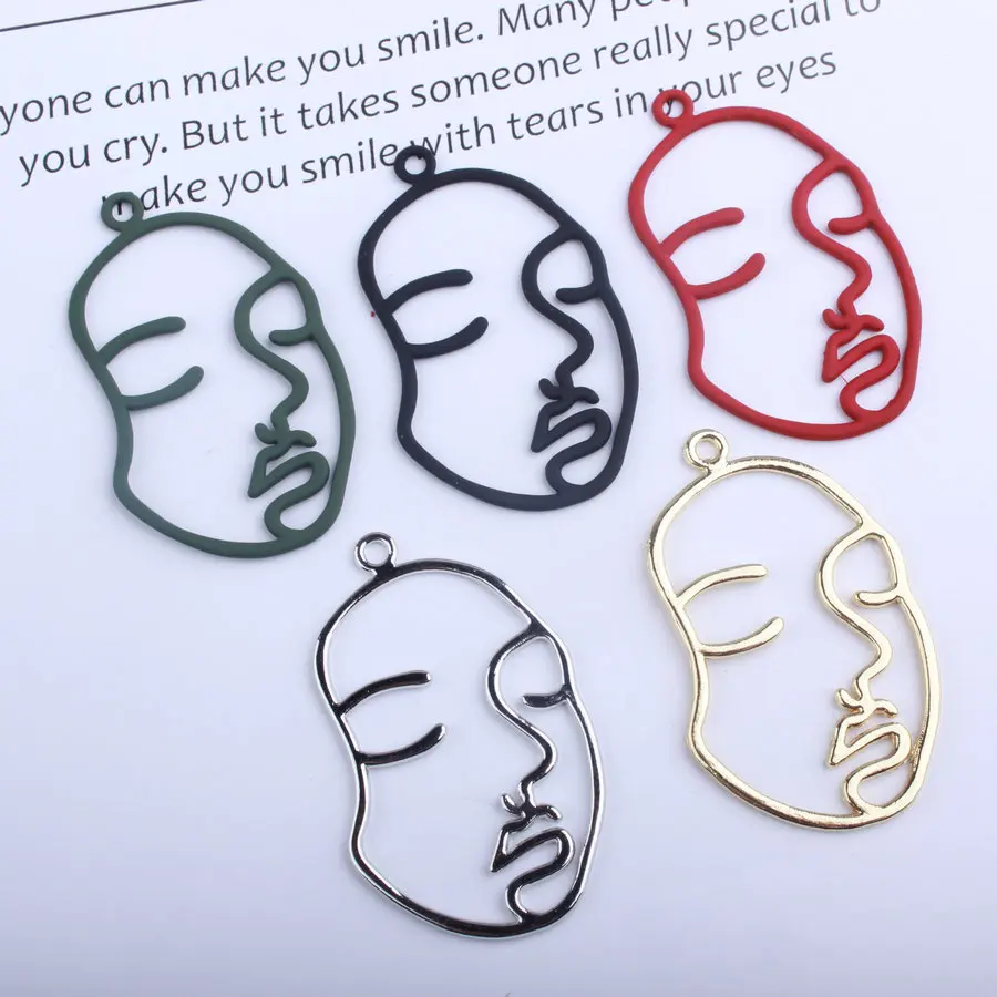 10Pcs/Lot 27*44mm Rubber Lacquer Hollow Face Charms Fit Jewelry Making Connector Diy Jewelry Findings Earrings Accessories 10Pcs/Lot 27*44mm Rubber Lacquer Hollow Face Charms Fit Jewelry Making Connector Diy Jewelry Findings Earrings Accessories