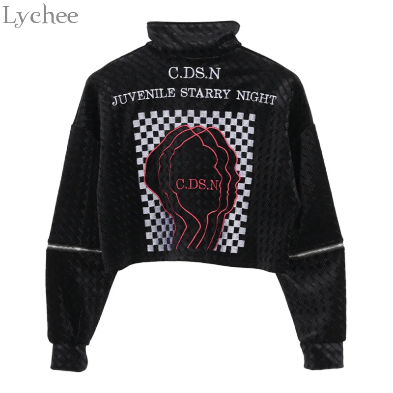 punk zipper chain pocket sweatshirt dress