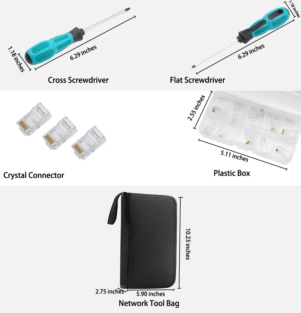 11 в 1 Rj45 обжимной набор инструментов для CAT5/CAT6 профессиональное компьютерное обслуживание Lan Кабельный тестер для ремонта сети Набор инструментов сумка