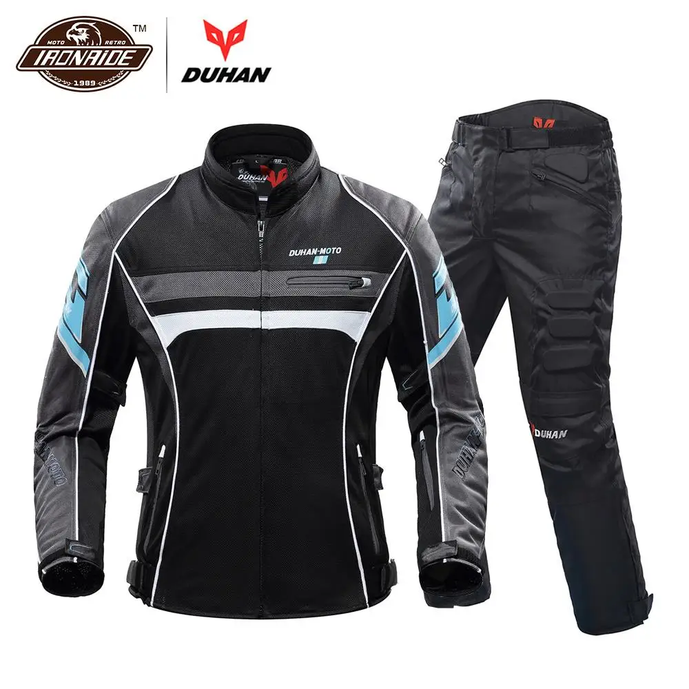 

DUHAN 2019 Summer Motorcycle Jacket Men Motorcycle Pants Moto Suit Breathable Chaqueta Moto Racing Riding Jacket Moto Protector