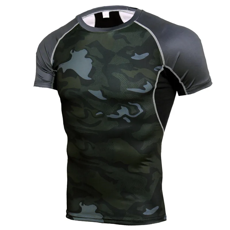 Новая брендовая быстросохнущая компрессионная Мужская футболка с коротким рукавом, мужская спортивная футболка для бега, Спортивная камуфляжная футболка для спортзала, Мужская футболка Rashgard
