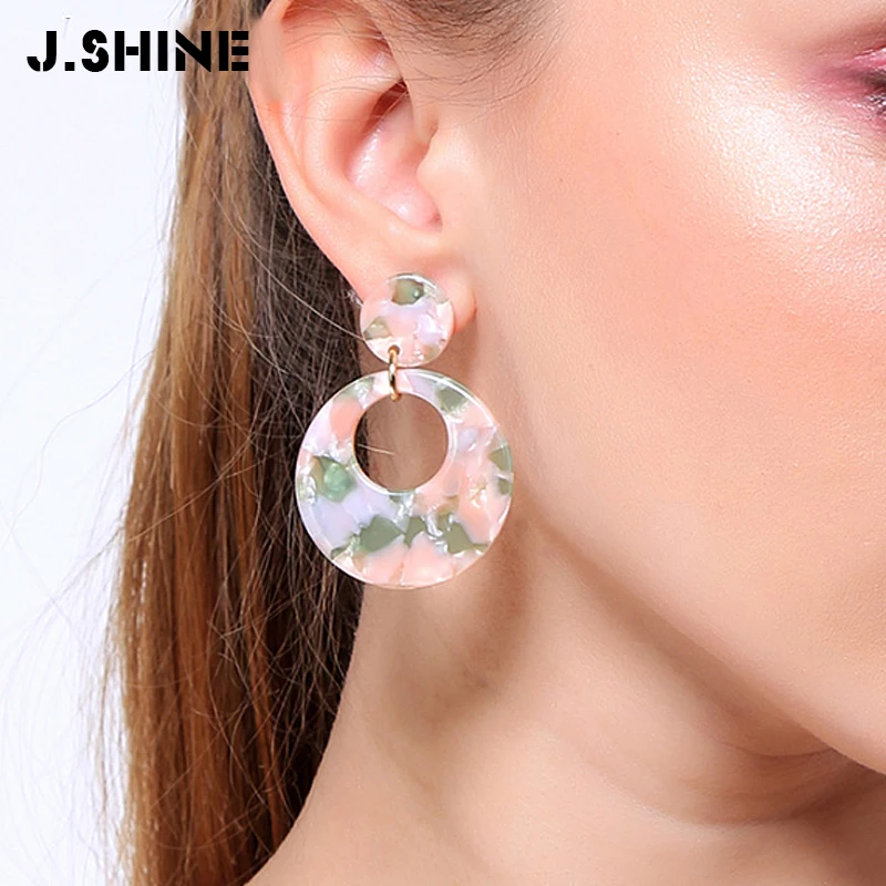 

JShine Round Resin Earrings for Women Big Circular Acetate Hollowed Statement Earrings Geometry Korean Fashion Jewelry