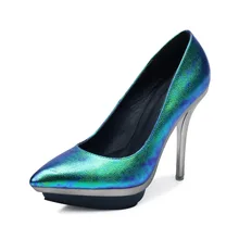 2015 Fashion Frühling Frauen Sexy Schuhe Fantasie Laser Spitz 12 cm Hohe Dünne Ferse Damen Party Kleid Plattform Pumpen großhandel