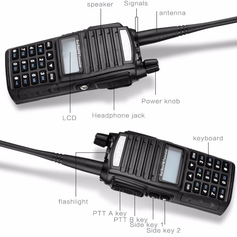 2 шт. baofeng UV 82 8 Вт портативная рация 10 км длинный Диапазон vhf/uhf Двухдиапазонная