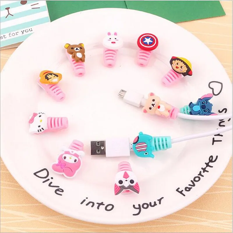 

7pcs Cartoon USB Data Cable Line Protector Anti Breaking Protective Sleeve For Charging Cable Earphone Line free ship