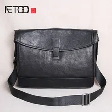 AETOO Shoulder bag men's leather crossbody bag new men's bag top layer leather ultra-thin men's casual bag