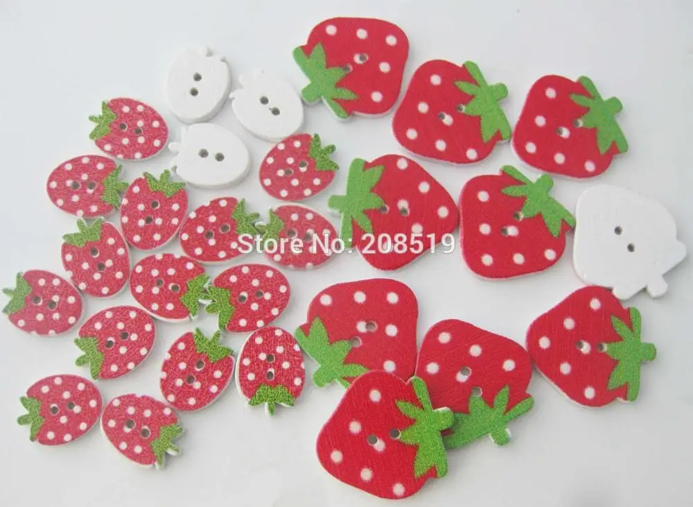 

WBNAVS Red buttons strawberry shape fancy children buttons 100 pieces DIY sewing accessories