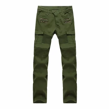 

2018 New Tooling trousers Multi-pocket Men Jeans Racer Biker Jeans Fashion Hiphop Skinny Jeans For Men Denim Joggers Pants Male