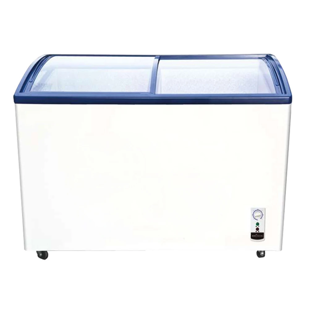 291 Liter Curved Glass Sliding Double Door Ice Cream ...