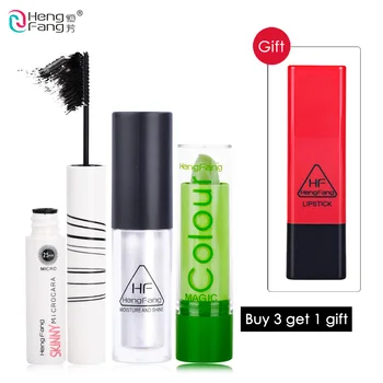 

[ Buy 3 Get 1 Gift ] 1Set=4Pcs HengFang 4Pcs Makeup Set Mascara and Highlighter and Lipstick and Gift lipstick #HFZ05