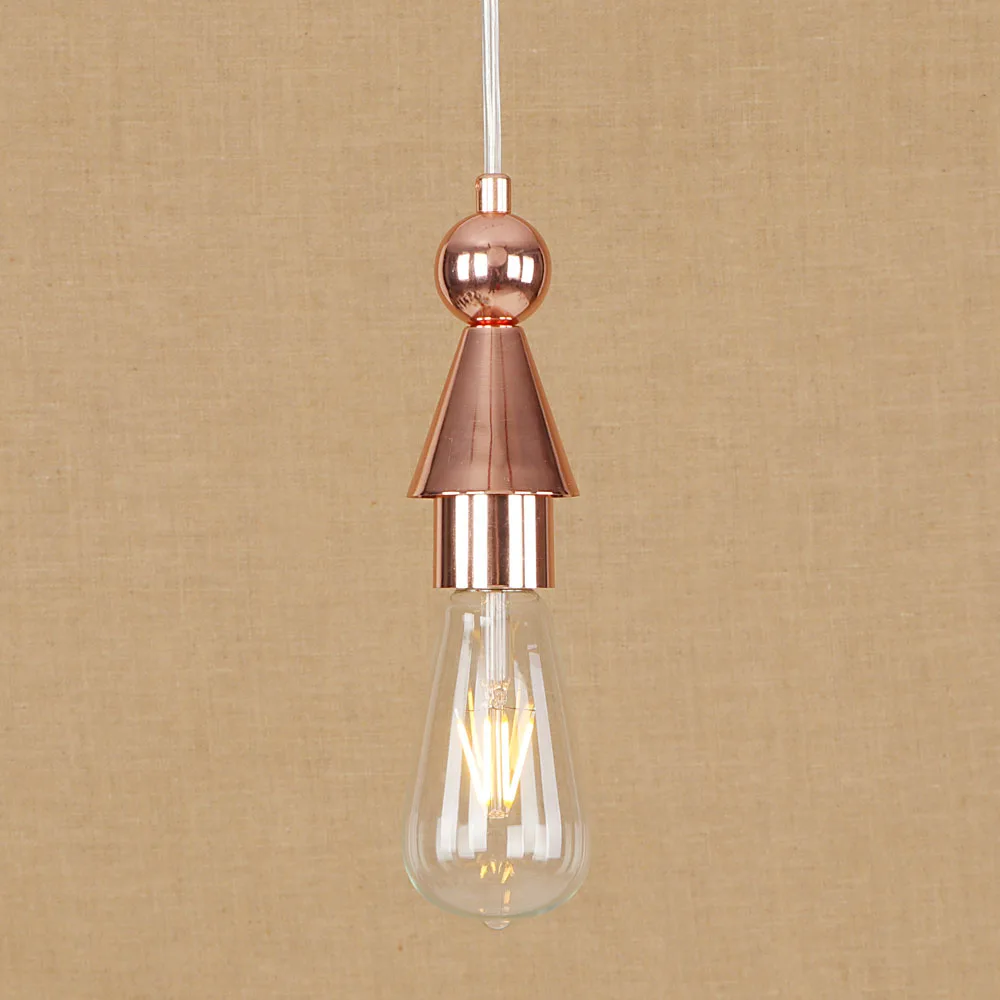 

Rose Golden Small Fashion Lamp Head Iron Wood Pendent Light Cafe Bar Restaurant Decoration Modern Style Chandelier Lighting