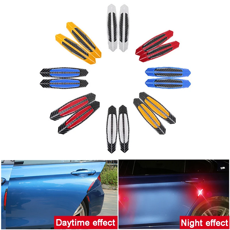 

4 PCS/set Car Reflective Strip Warning Sticker Safety Mark Side Scratch-proof Door Anti-collision Sticker Door bumper