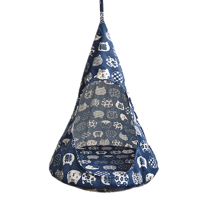 

Creative Cat Tent Hammock Hanging Bed Tent Cone Shape Breathable Linen Sponge Tent Hanging Cage Cover Pet Supplies
