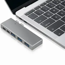 Basix Dual USB c концентратор с 50Gbs Thunderbolt передачи и Тип-C HUB зарядки Порты и разъёмы и 3 * USB 3.0 Порты для MacBook Pro