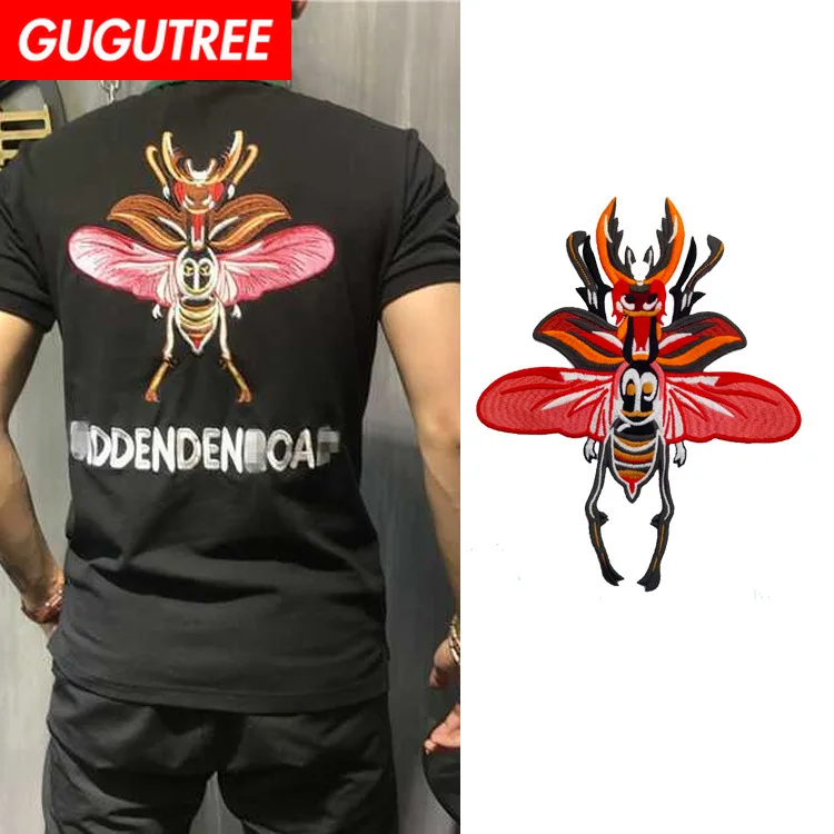 

GUGUTREE embroidery big beetle patches animal patches badges applique patches for clothing ZM-100