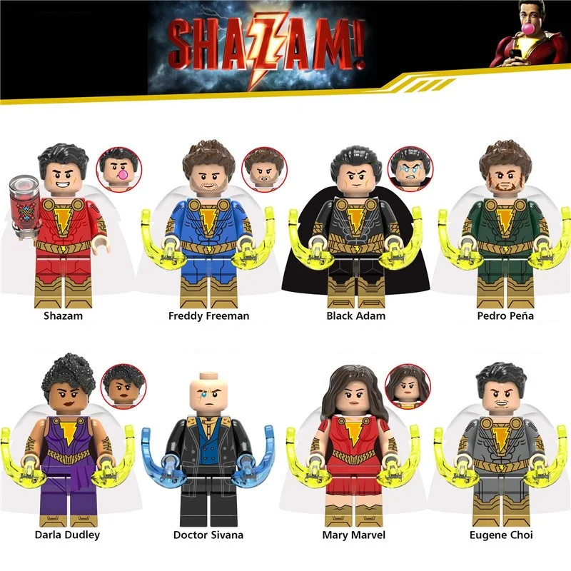 

DC Super Heroes Iron Man Freddy Pedro Pena Doctor Sivana Freeman Black Adam Mary Building Blocks Figures Toys Gift