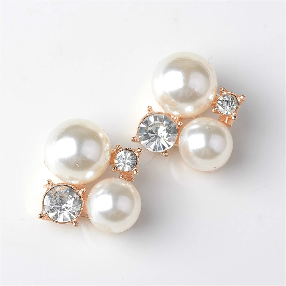 

10pcs/lot 22*23mm Gold Pearl Diamond Rhinestone Buttons Embellishment for Craft DIY Hair Bow Wedding Shoes Decorative Buttons