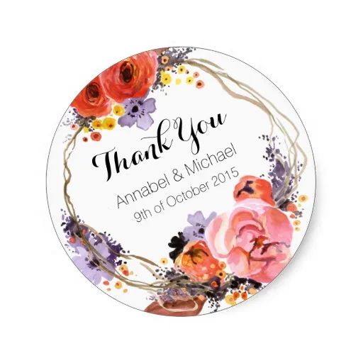 

3.8cm Autumn Wreath Floral Fall Wedding Sticker