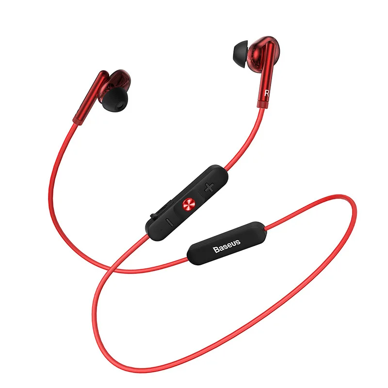 Baseus S30, Bluetooth 5,0, наушники, беспроводные, спортивные, стерео, наушники, водонепроницаемые, магнит, Bluetooth, наушники с микрофоном для телефона - Цвет: Красный