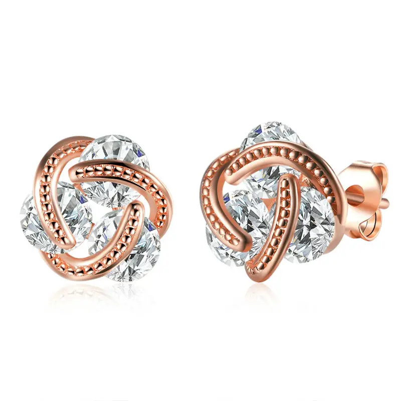 

Fashion Statement Earring Studs Luxury Gold Cover Women Screw Shape Sparkling Cubic Zirconia 2016 Femme Jewellery Christmas