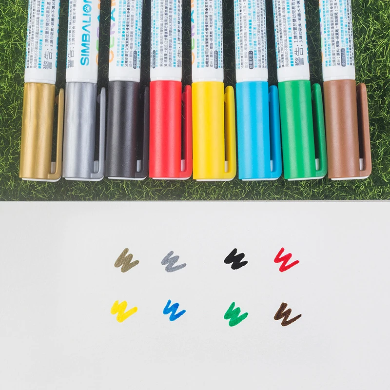 

8 Color Art Drawing Painting Marker Pens Metallic Pen Black Paper Ceramics School Office Supplies Stationery Signature Pen