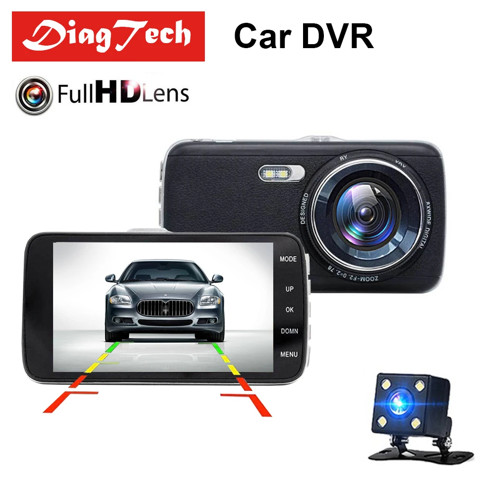 

Gryan 4.0" Car Dvr Camera Full HD 1080P Dash Cam Auto Registrator Dual Lens Night Vision With Rear View Camera Video Recorder