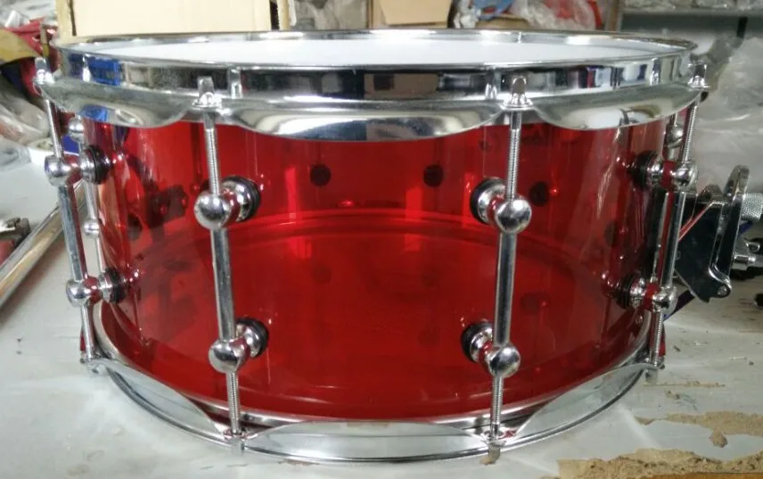 

acrylic snare drum 14*6.5inch with 10 hole hoop