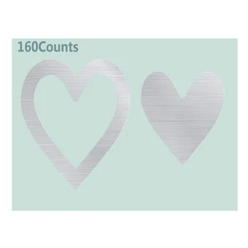 

2019 New Trend 160 PCs Silver Heart Shape Metallic Sticker Labels Wall Decal Self Adhesive Hearts Label Stickers 2 " for Decor