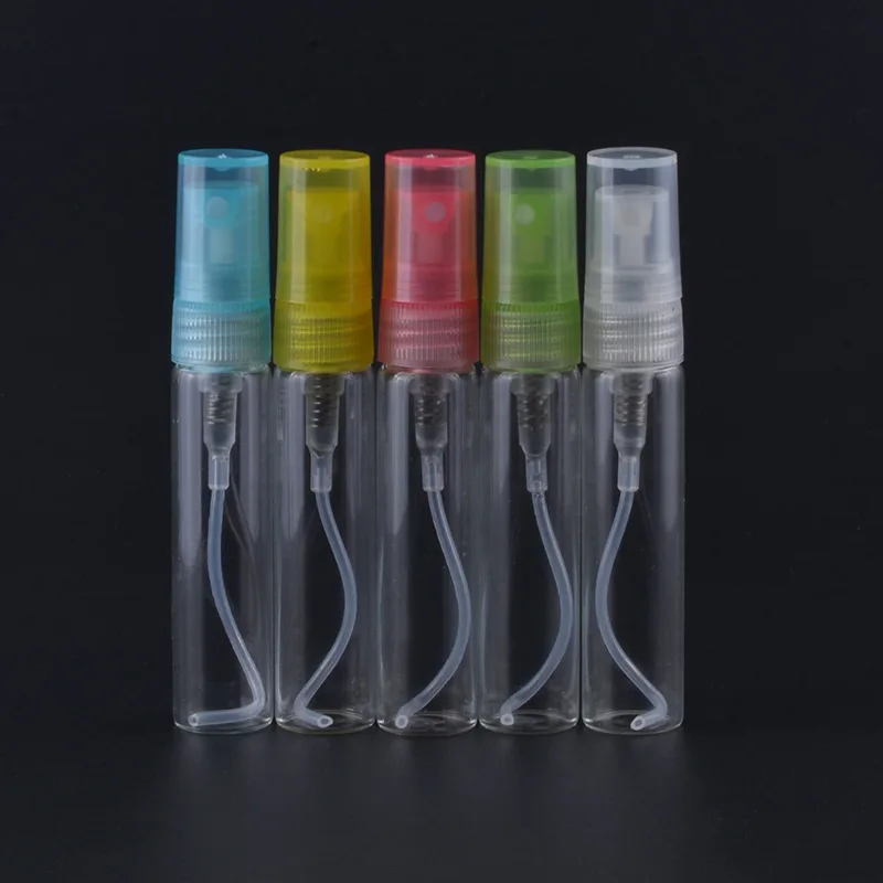 

B006 Color 5ml Spray bottles Trial Comp Portable Glass Bottle Plastic Spray Perfume Bottle 50PCS/LOT