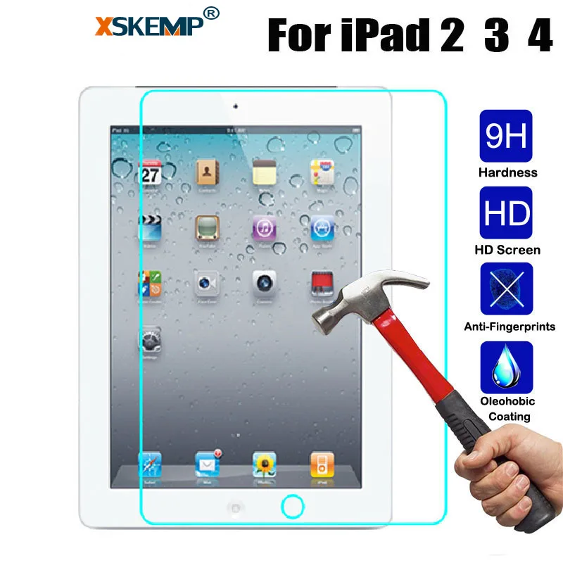 XSKEMP 9H Tempered Glass Screen Protector Film For Apple iPad 2 3 4 9.7