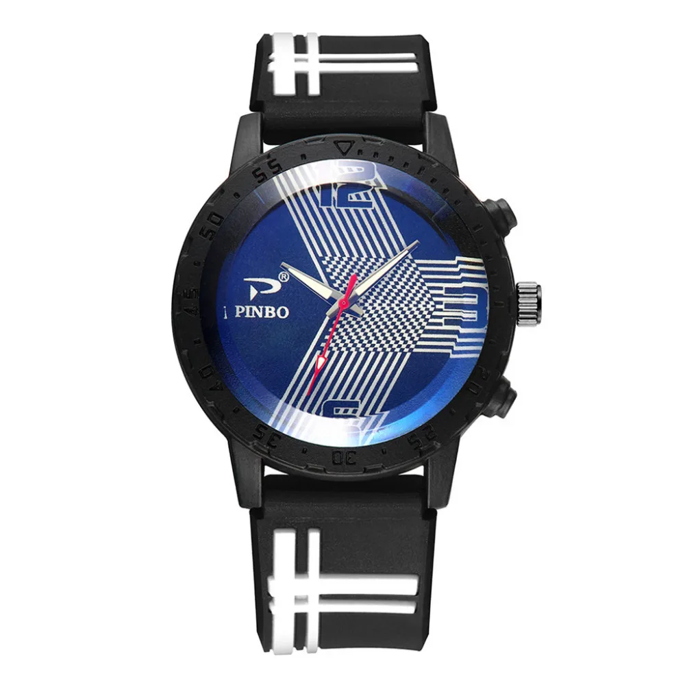 Mens Business Male Soft Silicone Rubber Strap Sports Watch 2018 Fashion Classic Tungsten Steel Wristwatches Men Clock