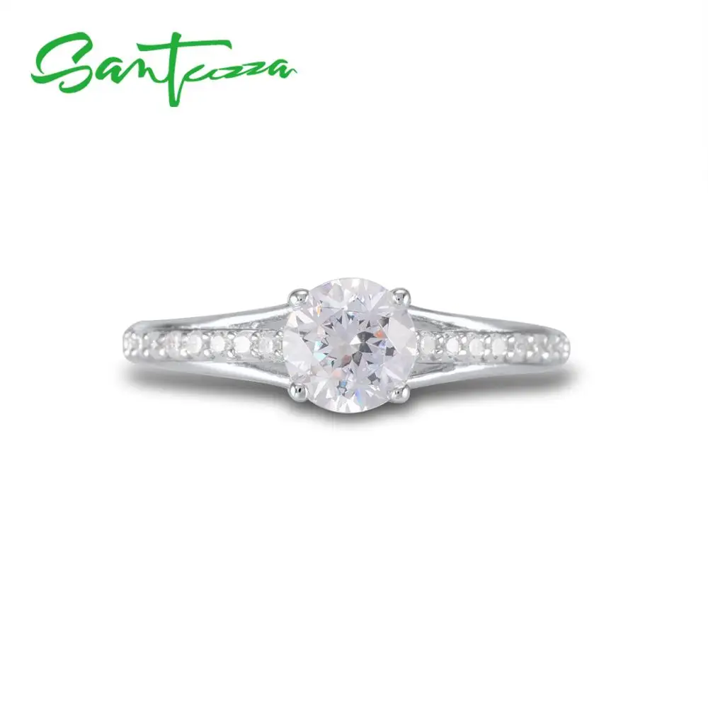 SANTUZZA, серебряные кольца для женщин, обручальное кольцо, CZ камни, кольцо, обручальное кольцо из чистого 925 пробы серебра, модное ювелирное изделие