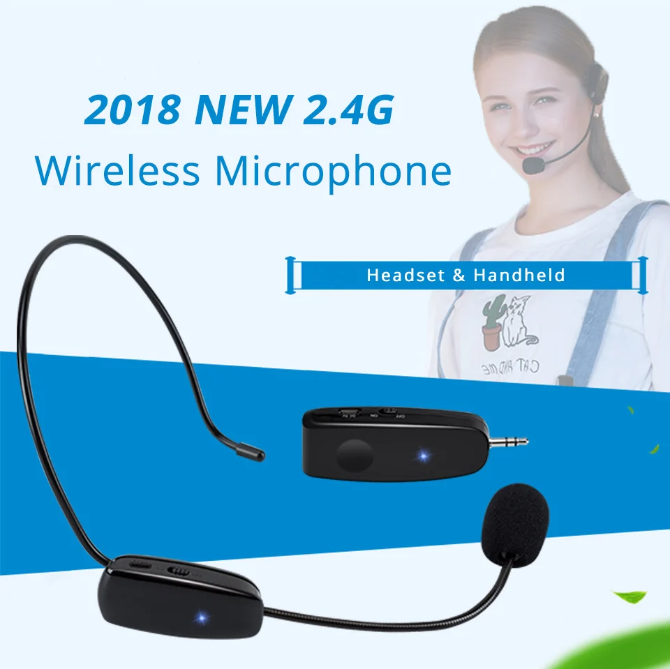 2.4G Wireless Microphone Speech Headset Megaphone Radio Mic For Loudspeaker Teaching Meeting Guide Mic With 6.5mm Adapter (1)