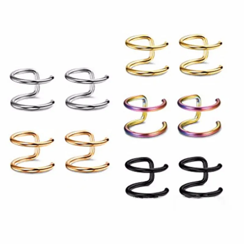 

EAR CUFF Ear Clip Round Helix Cartilage Ear Ring Fake Clip On Cuff Wrap Upper Closure Ring 316L Stainless Steel Gold 60pcs