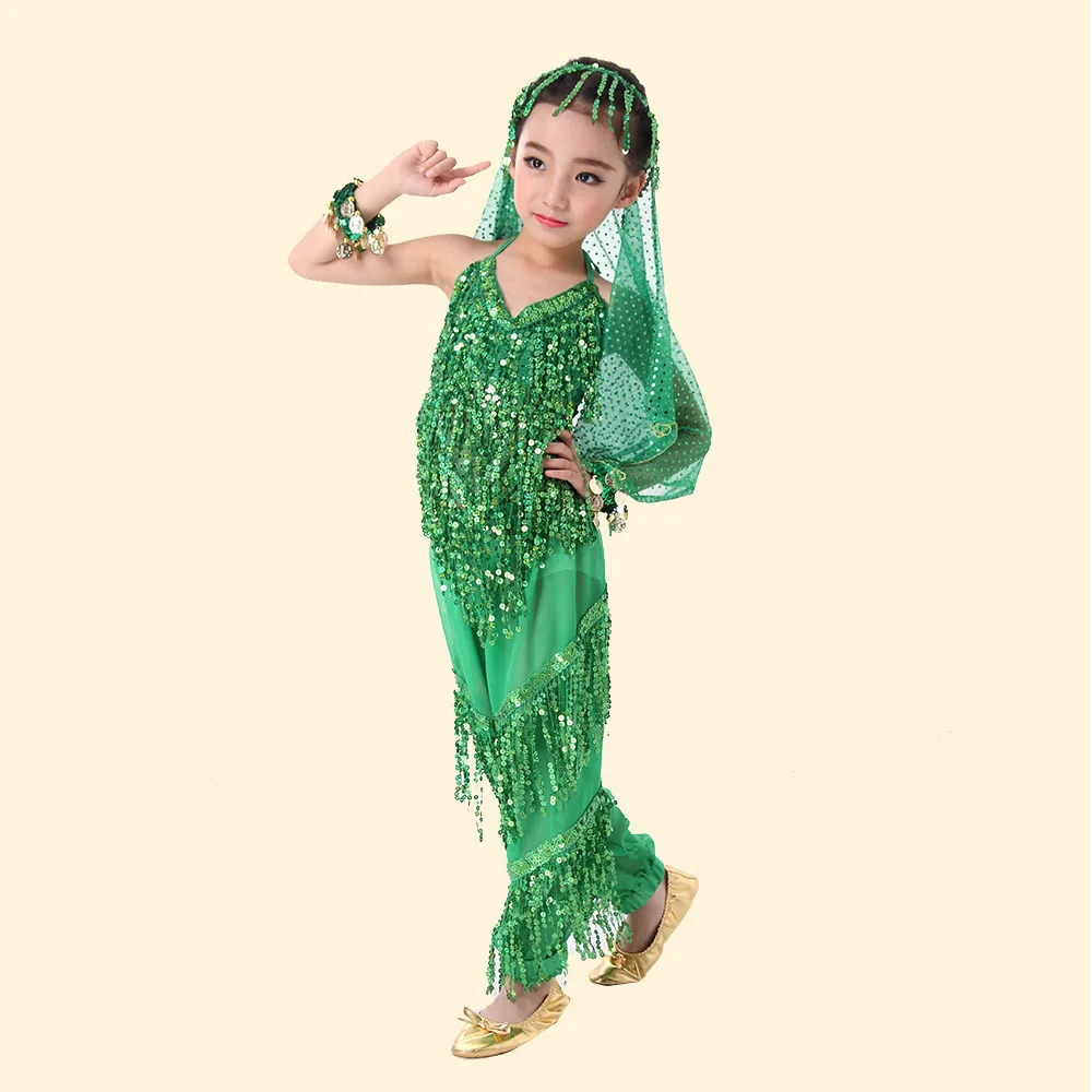 Belly Dance Costume Set Kids Child Belly Dancing Clothes For Girl Children Bellydance Bollywood Dance Wear 4 Colors for Chosen