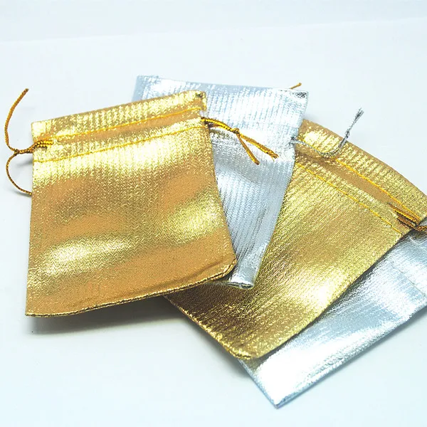 

20pcs Golden Pouches Silver bags classic gift packaging size 9x12cm jewelry accessories and beads collections wholesale