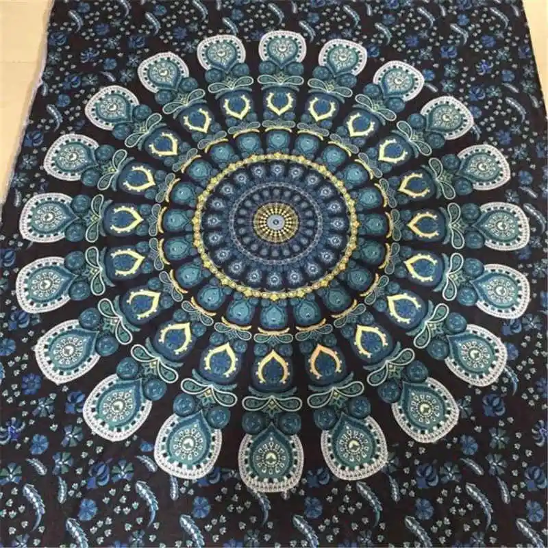 2019 New Bohemian Rectangle Hippie Tapestry Beach Throw Roundie Towel Yoga Mat Feat Featur Handkerchief Ponchos Capes A20# (2)