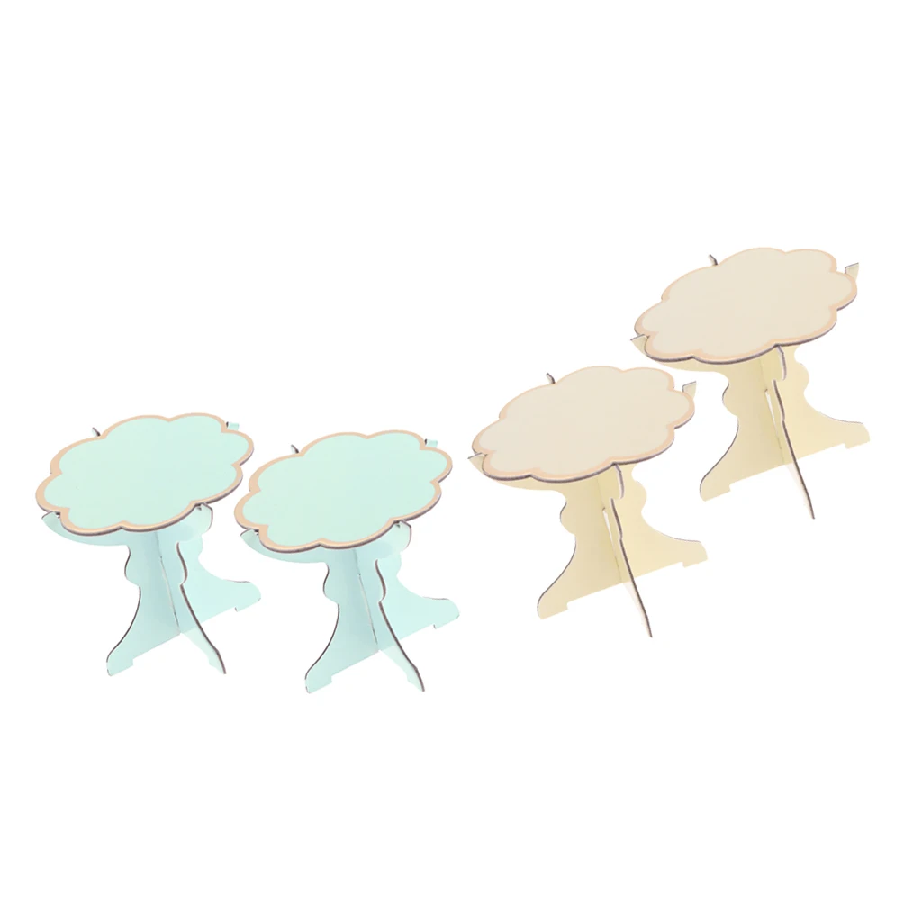 4 Pieces Cupcake Holder Dessert Display Stands Wedding Favors Blue+Yellow