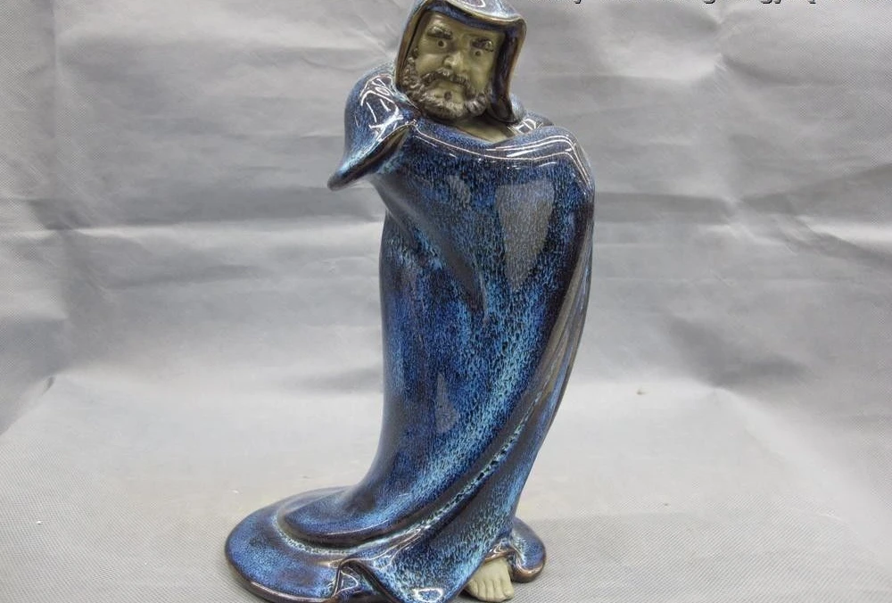 

10 Chinese Folk Pottery Wucai Porcelain Bodhidharma dharma DaMO Buddha Statue