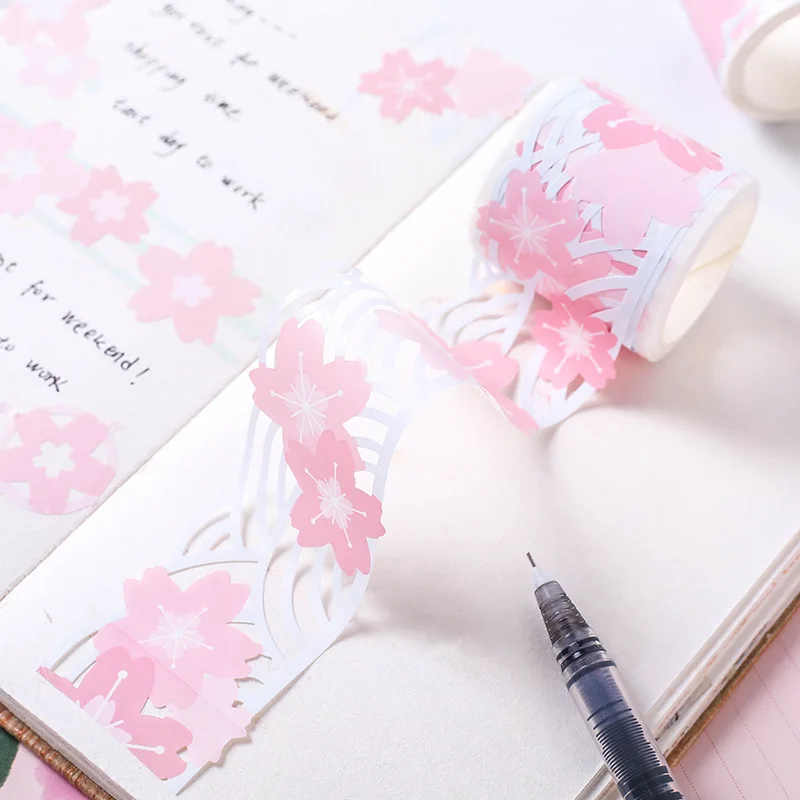 cute Japanese style washi tape Creative freshness sakura album Hollowing out DIY decoration stickers masking tapes