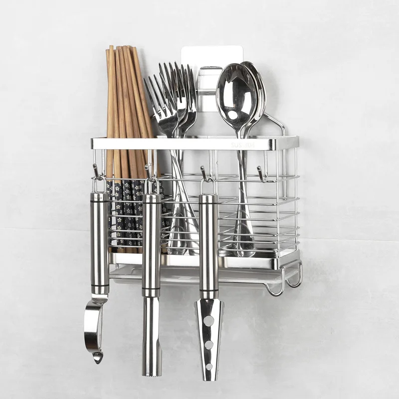 304 Stainless Steel Chopsticks Tube Drain Rack Chopsticks Cage Kitchen