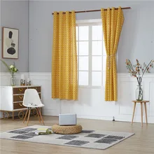 Modern Luxury Curtains hook For Living Room Kitchen Bedroom Window Blackout yellow plaid Sheer Tulle Window Panel 140x220cm 2pcs